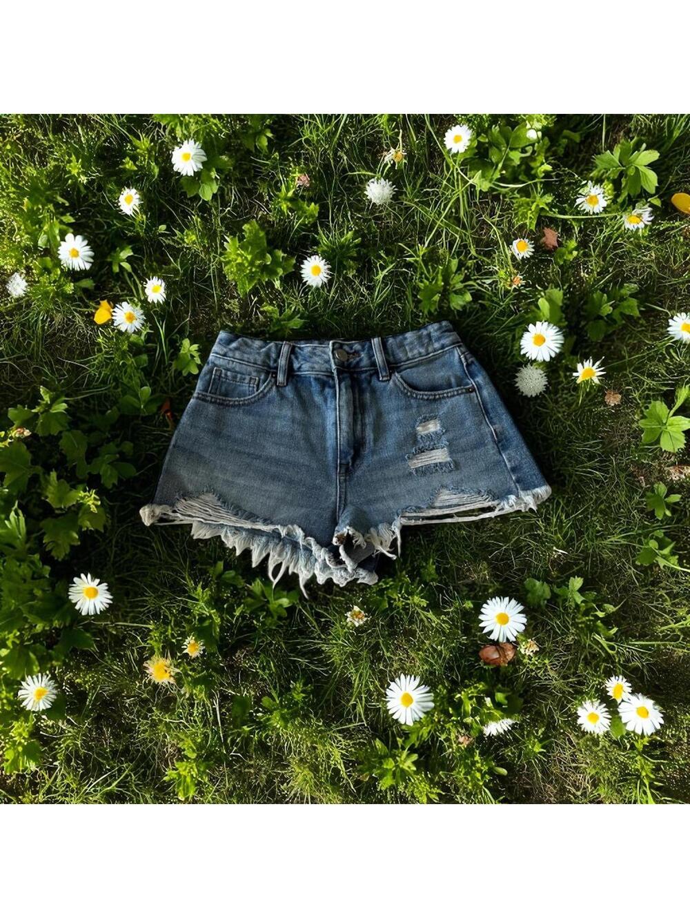 PacSun Blue Distressed Jean Shorts - Sz 24 in